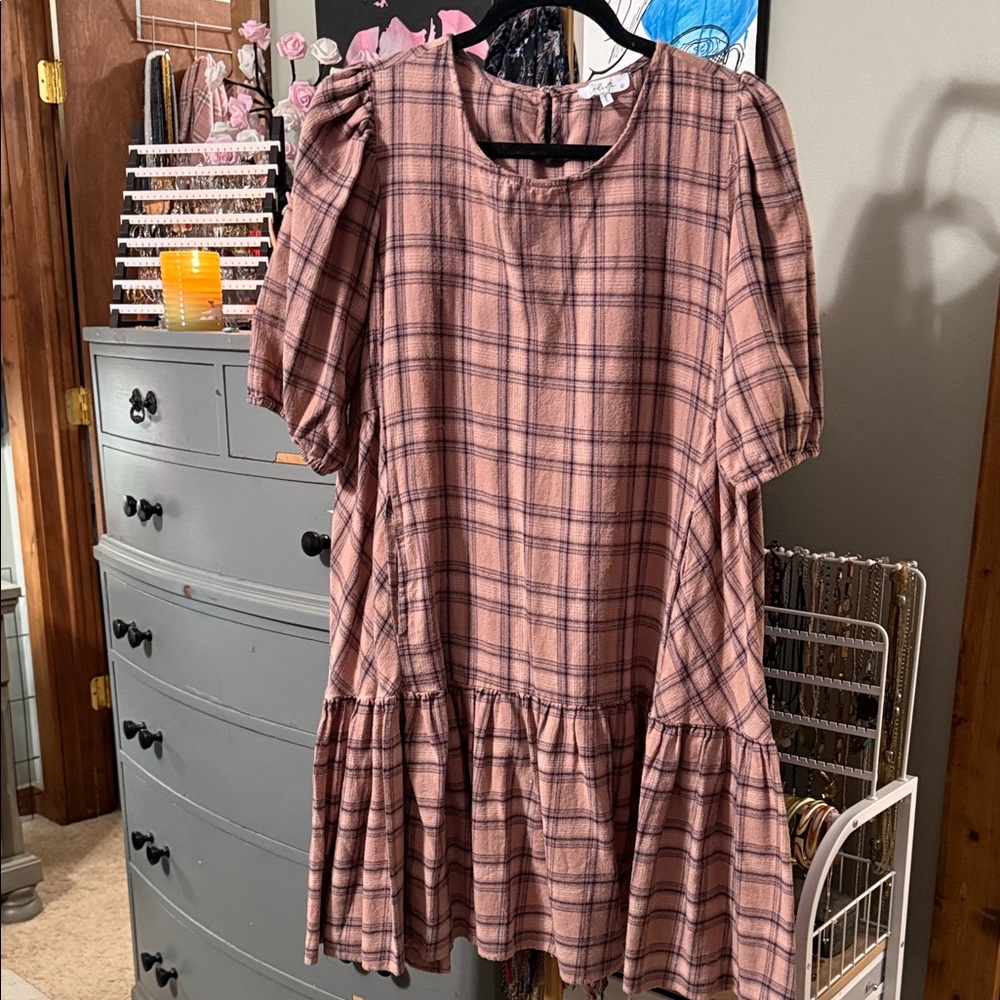 Plaid Puff Sleeve Dress